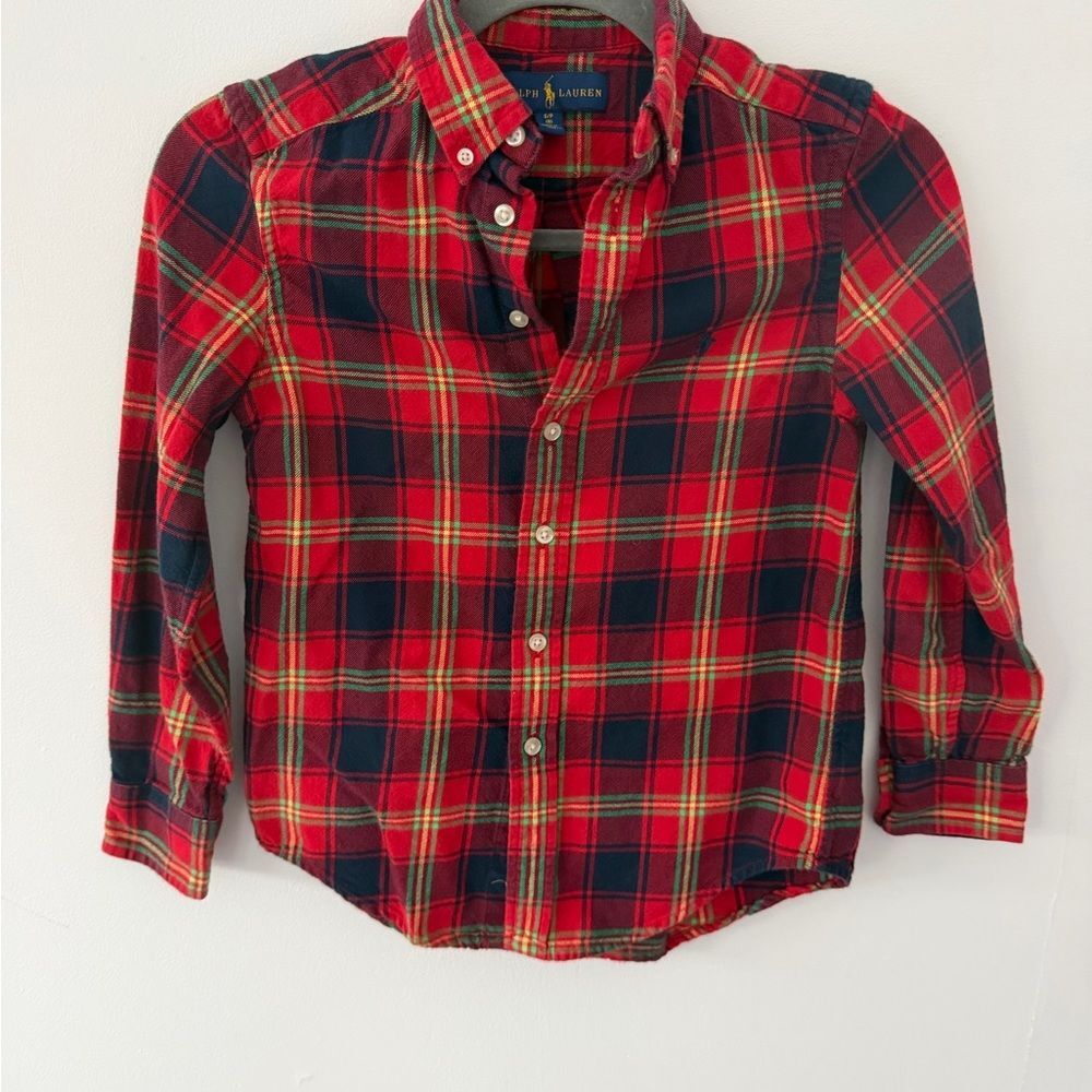 Ralph Lauren Kids Red and Blue Plaid Shirt size small (8)